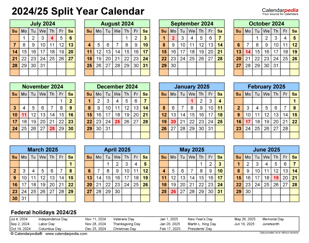 2024 And 2025 Calendar One Page Donia Garland