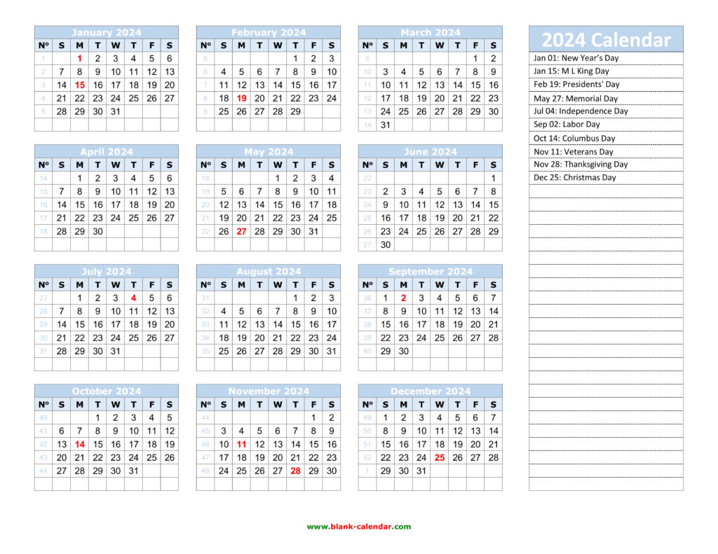 2024 Annual Calendar Free Printable Cassi Cynthie