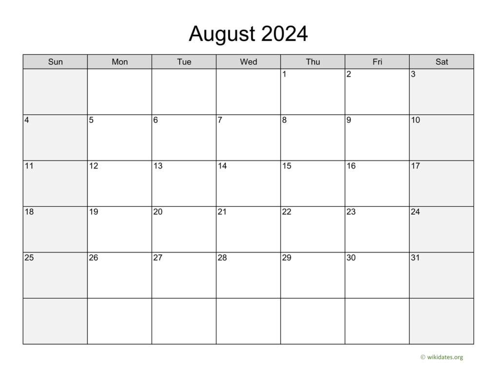 2024 Calendar Printable August One Seka Winona