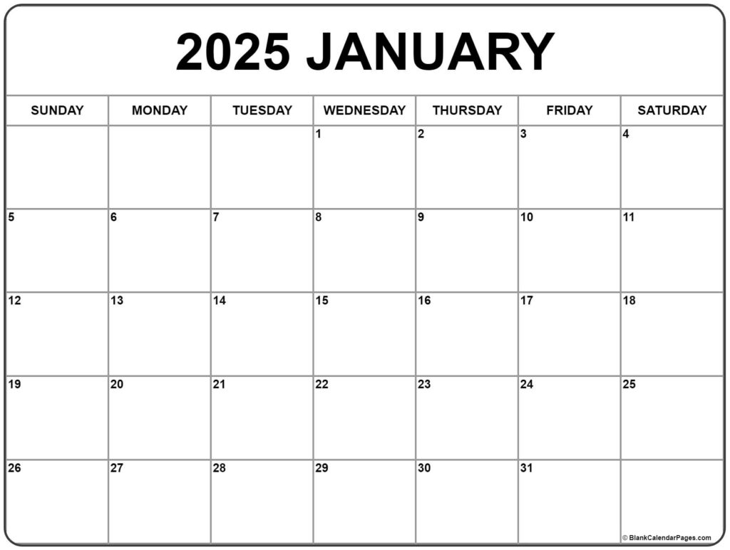 2025 Blank Calendar January Free Online Adah Kylila