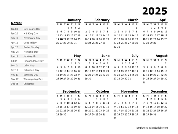 2025 Calendar Images With Holidays Printable Template Berrie Deedee