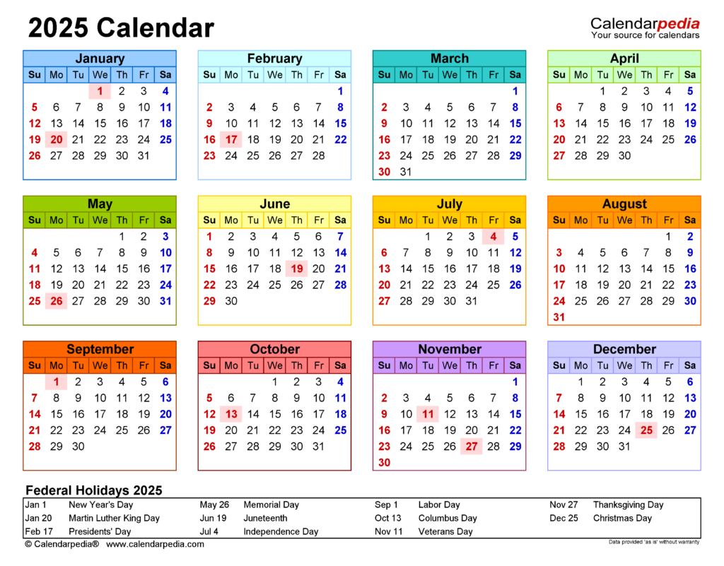 2025 Calendar Printable