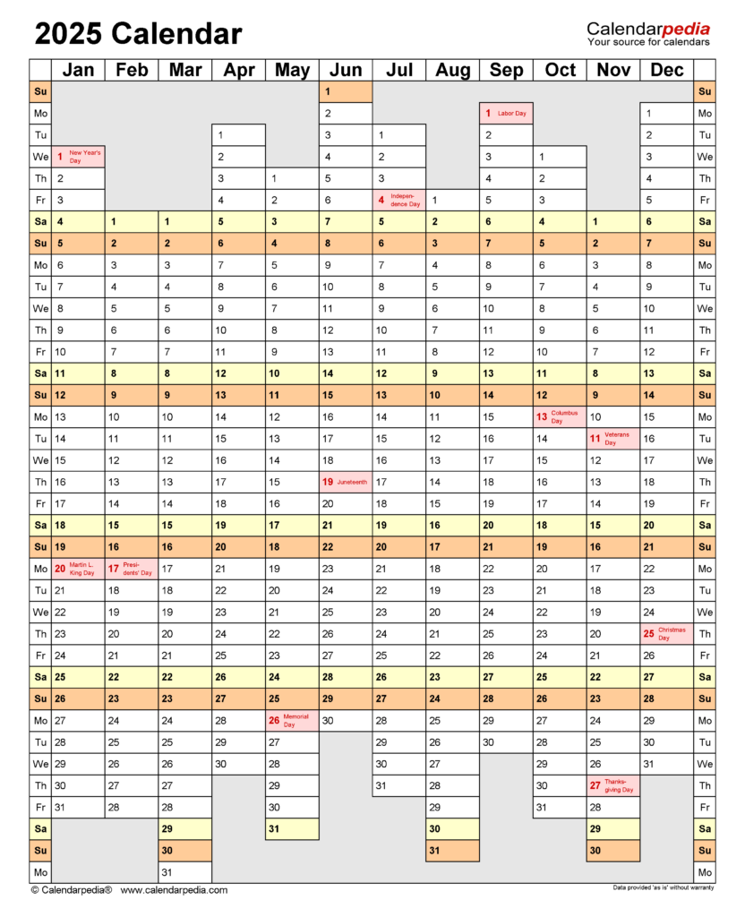 2025 Excel Calendar Template Free Download And Customization 