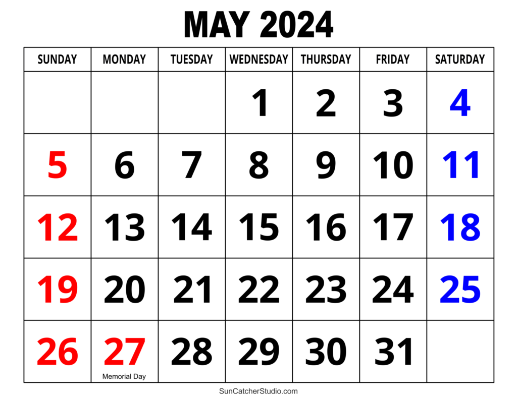 Calendar 2024 Printable May Nola Whitney