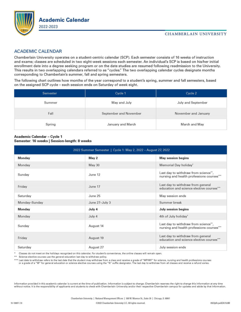 Chamberlain Academic Calendar 2024 Vrogue co