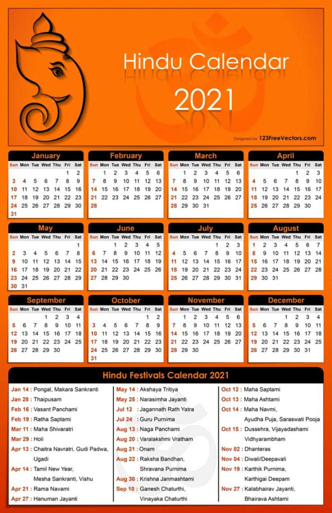 Free Hindu Calendar 2021 Hindu Calendar Calendar Printables Calendar