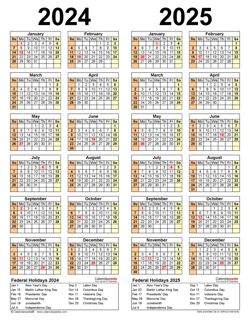 Free Printable 2023 2024 2025 Calendar Three Year Calendar Template 