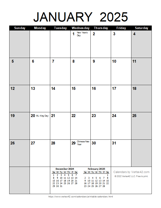 Free Printable Calendar 2025 Monthly Holiday Plan Your Year With Ease 