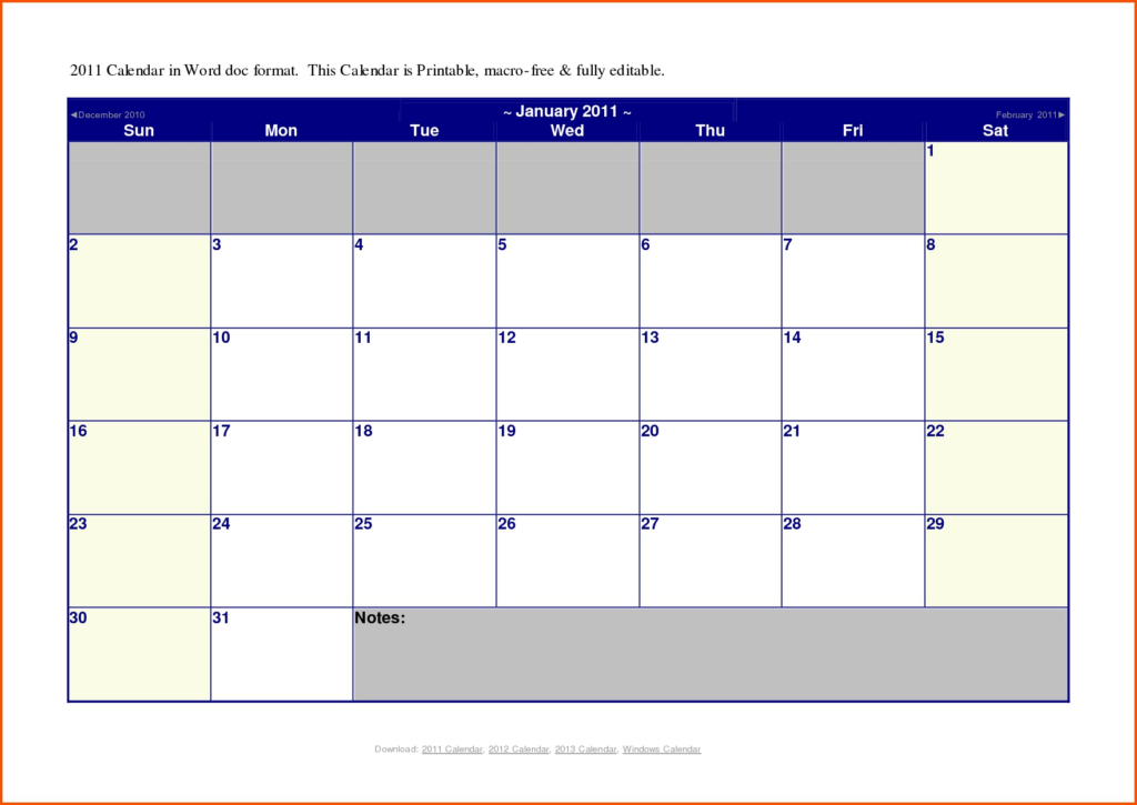 Free Printable Microsoft Word Calendar Example Calendar Printable