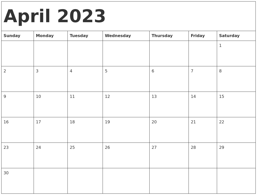 Free Printable Monthly Calendar April 2023 Printable Templates Free