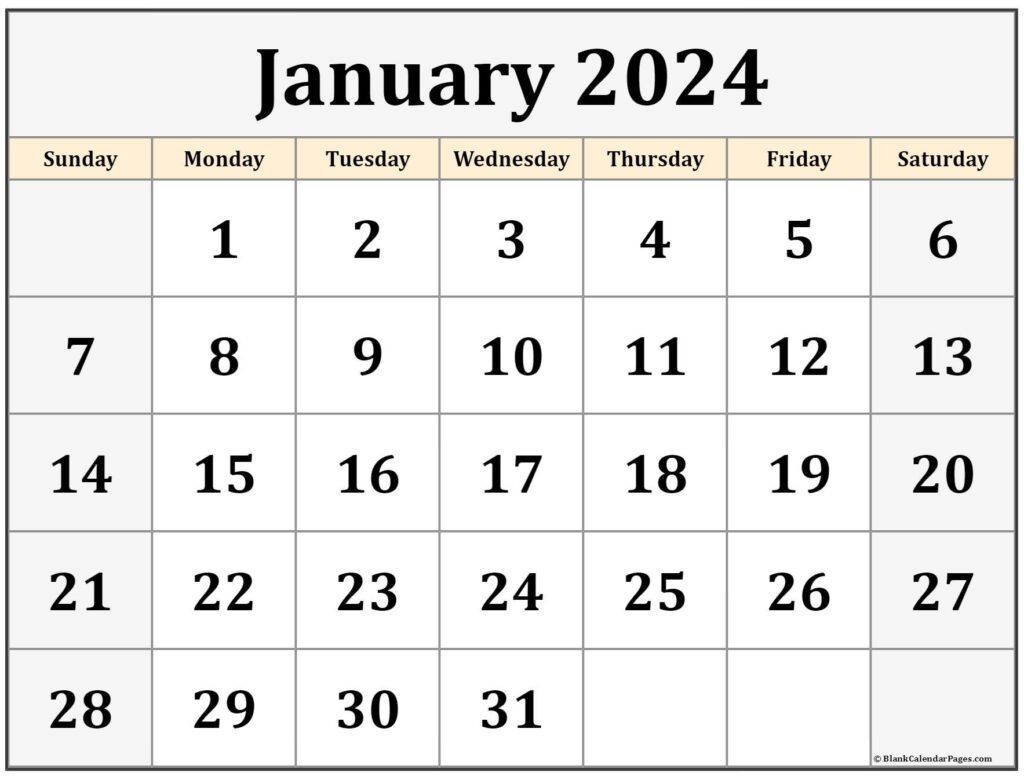 January 2024 Calendar Free Printable