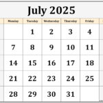 July 2025 Calendar A Comprehensive Overview Calendar 2025 August Month