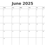 June 2025 Calendar