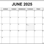 June 2025 Calendar Printable With Holidays Excel Calendar 2025 Download