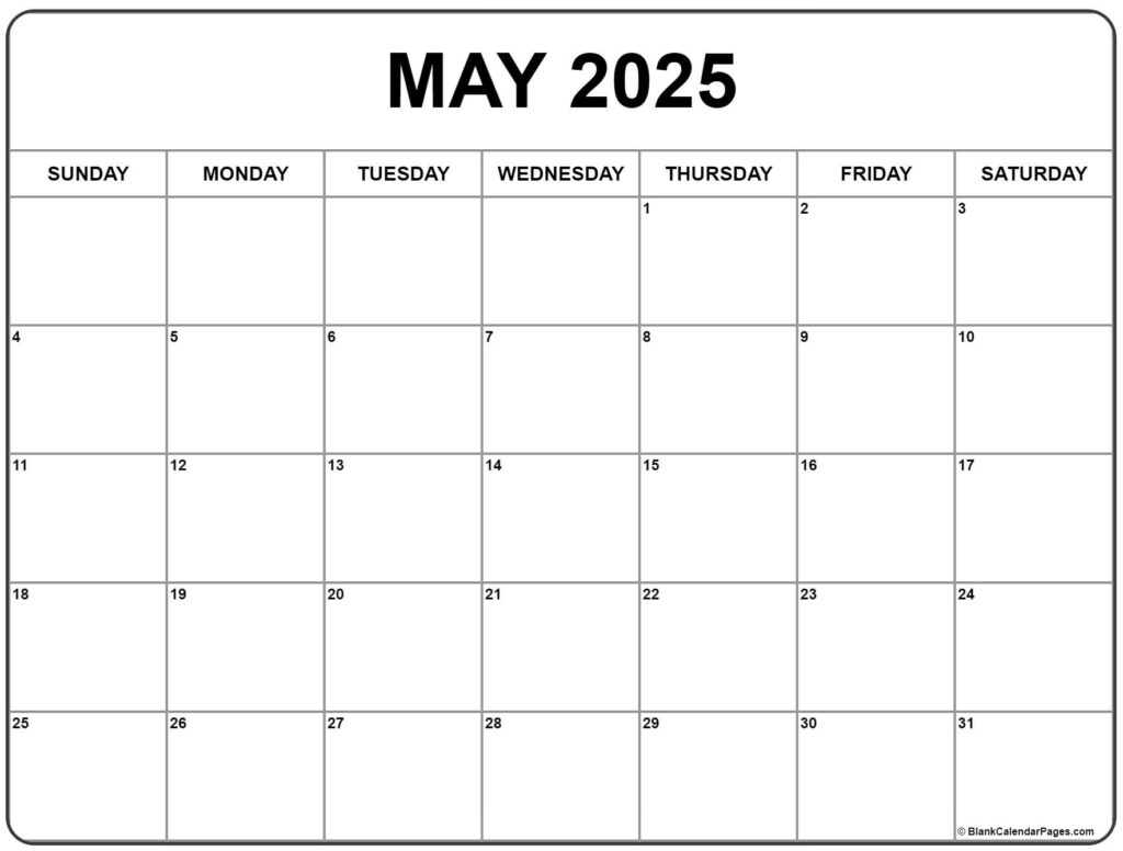 May 2025 Calendar Free Printable Calendar