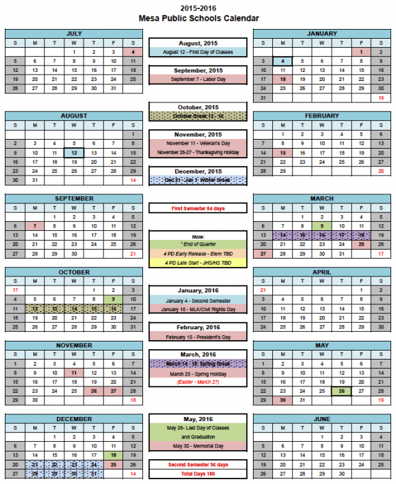 Mesa Public Schools 2025 2026 Calendar Calculator Pru Jacinda