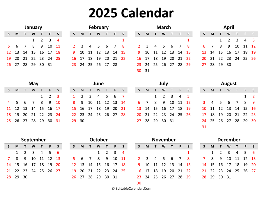 Printable Calendar 2025 With Holidays Printable Calendars AT A GLANCE