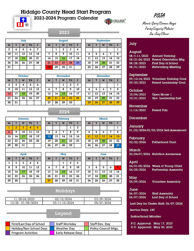 PSJA ISD Campus Calendar Hchsp2