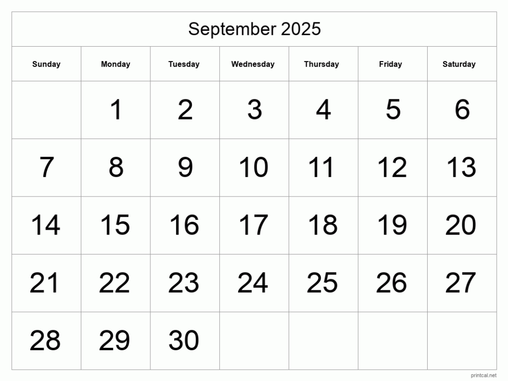 September 2025 Free Calendar Bank2home