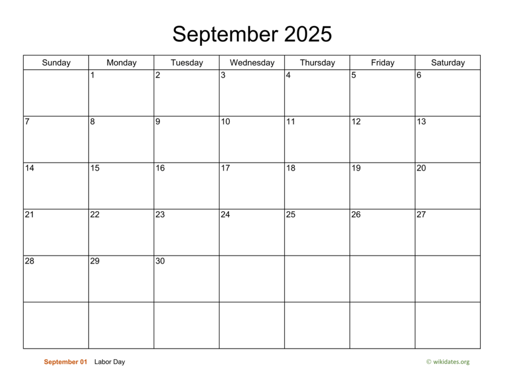 September 2025 Monthly Calendar Free Printable 2025 Gwynne Harriette