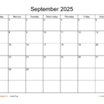 September 2025 Monthly Calendar Free Printable 2025 Gwynne Harriette