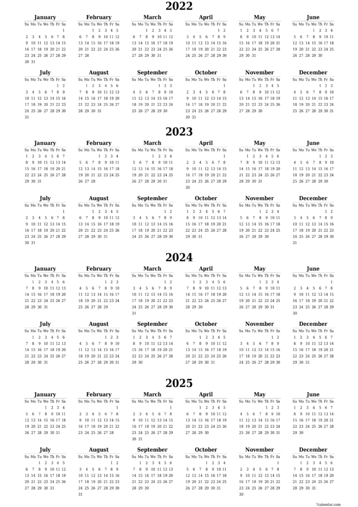 2022 2023 2024 2025 Free Printable Calendars And Planners Pdf Templates 