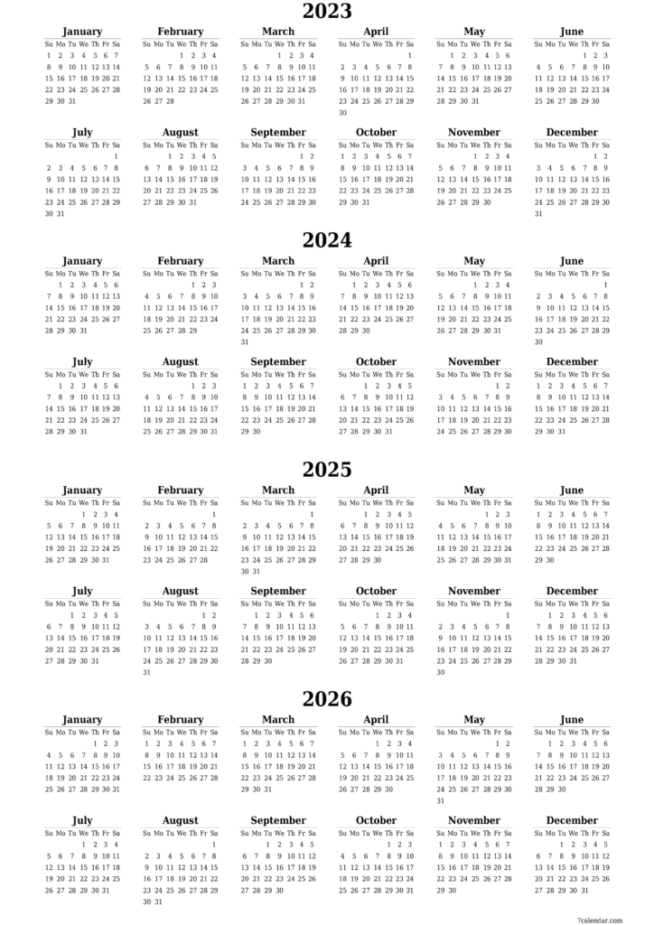 2023 2024 2025 2026 Free Printable Calendars And Planners PDF 