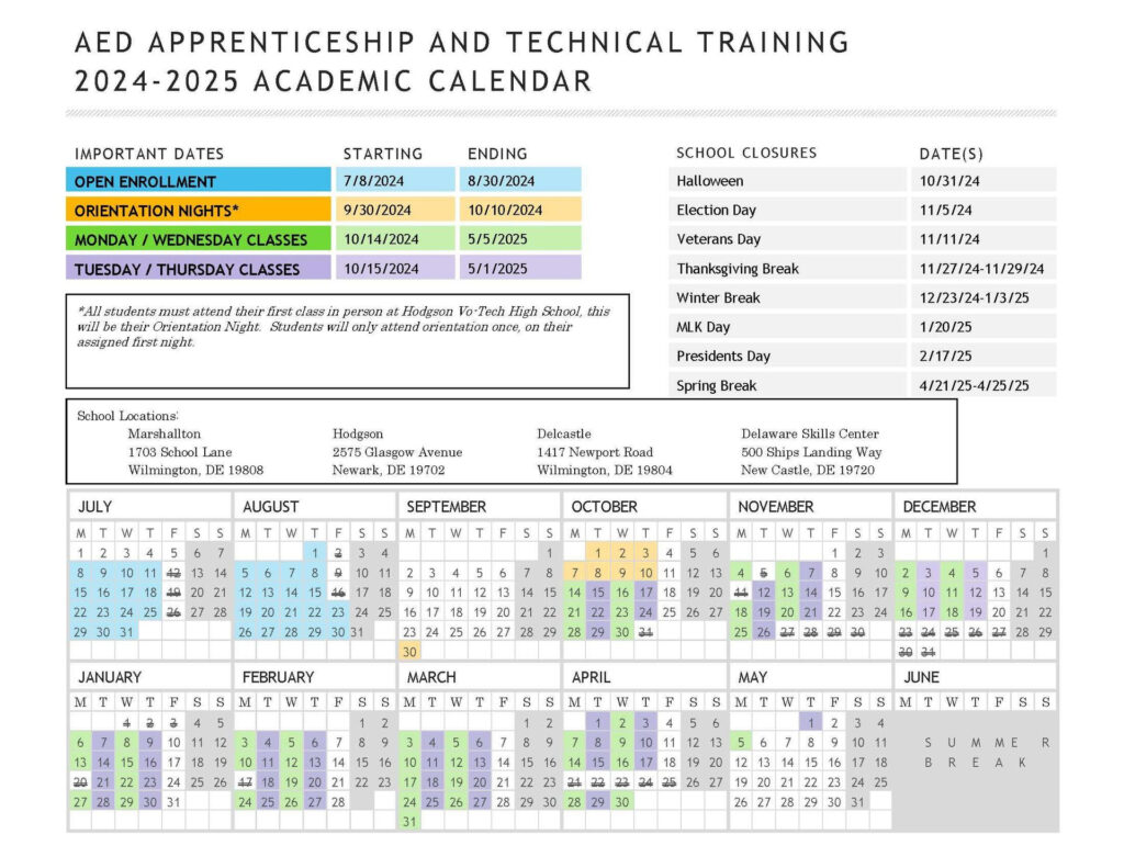 2023 2024 School Calendar Apprenticeship Technical Training NCCVT 