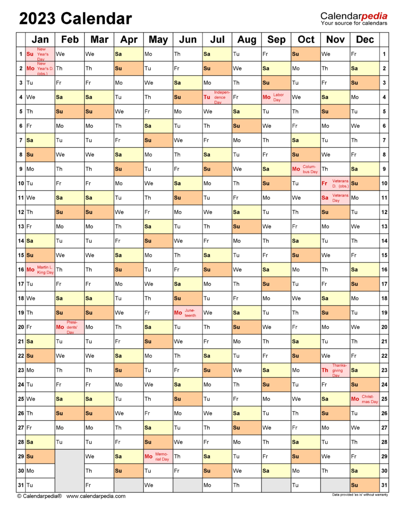 2023 Calendar Free Printable Word Templates Calendarpedia 2023 PELAJARAN