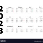 2023 Year Simple Horizontal Calendar In German Vector Image