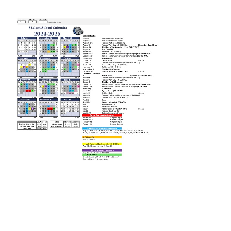 2024 2025 Calendar Shelton Public Schools