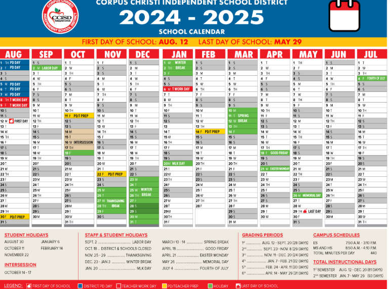 2024 2025 CCISD School Calendar Luther Jones Elementary School