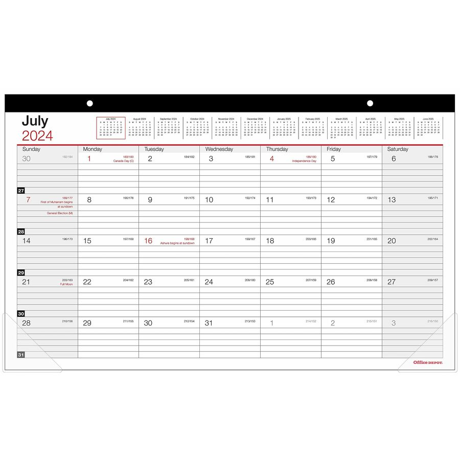 2024 2025 Office Depot Brand Monthly Academic Desk Calendar 17 3 4 X 