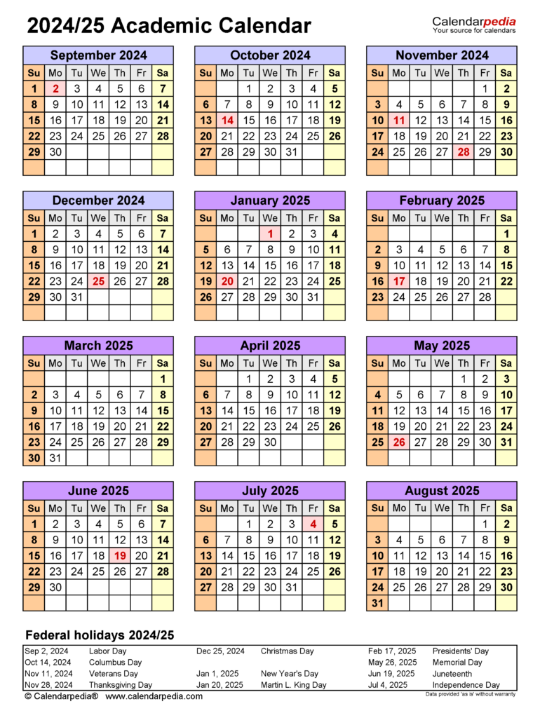 2024 2025 School Year Calendar Printable Calendar 2024