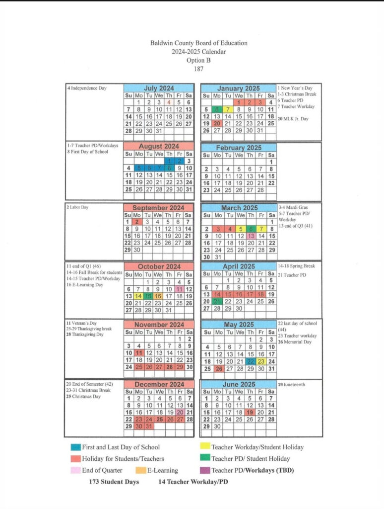 2024 25 School Calendar Approved At Baldwin County Board Of Education 