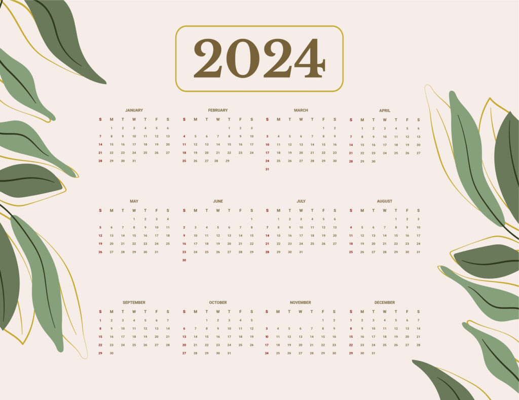 2024 Calendar Template Illustrator Belia Carolyn