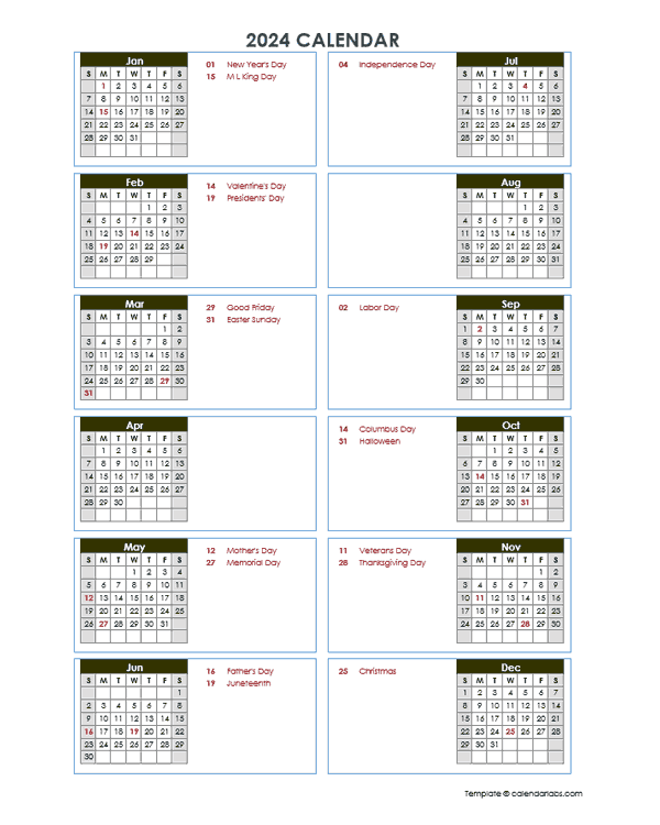 2024 Free Printable Vertical Calendar Templates Printable Online