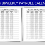 2024 Payroll Calendar Biweekly Printable Calendar 2024 Printable