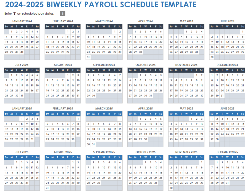 2025 Biweekly Payroll Calendar Printable Elli Noella