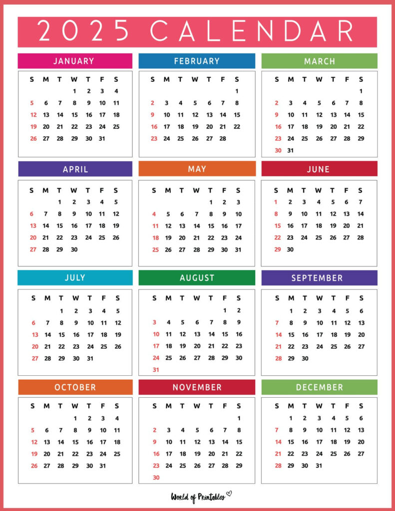 2025 Calendar Printable