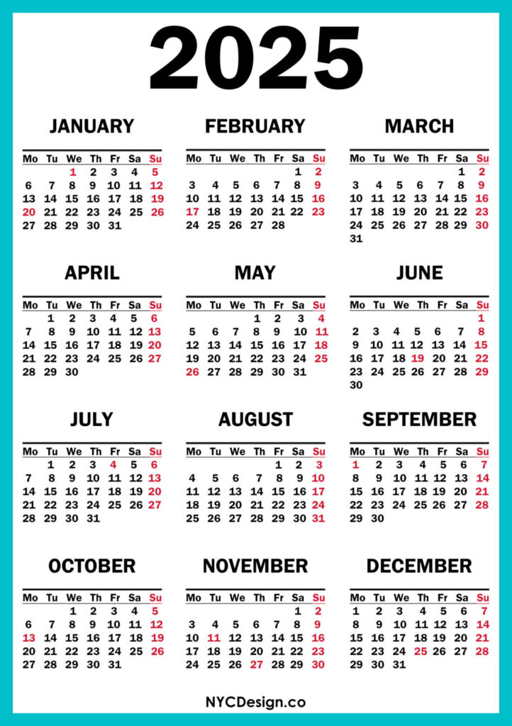 2025 Calendar Printable Free Pdf With Holidays Download Full Page Full