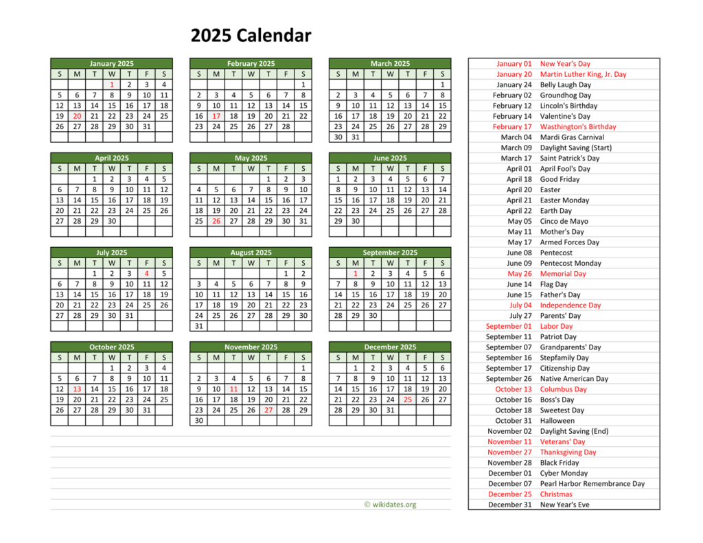 2025 Calendar Template With Us Holidays 2025 Calendar Aleen Shayne