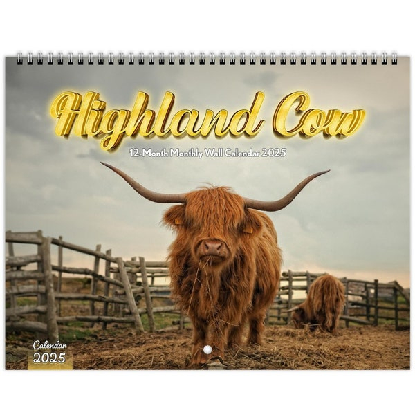 2025 Cow Wall Calendar Etsy