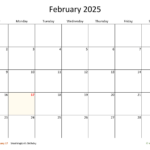 2025 February Calendar Blank Download Aadhar Kalie Marilin