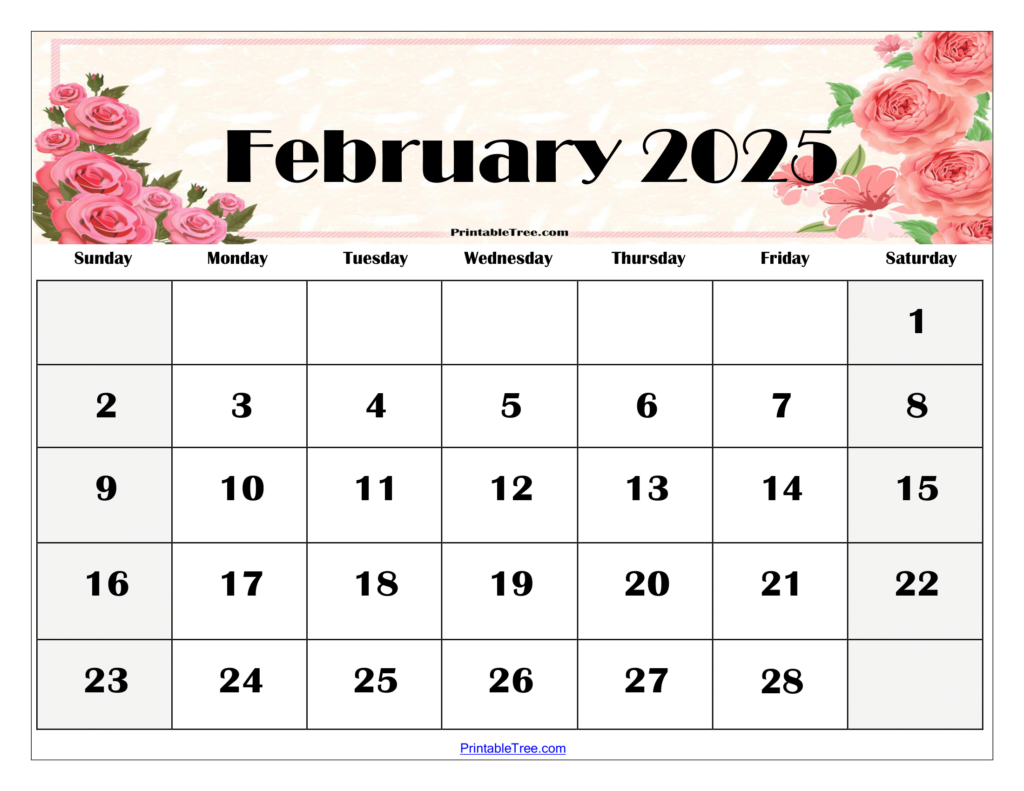 2025 February Calendar Blank WordPress Aleece Pamela