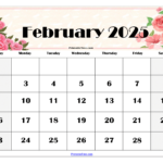 2025 February Calendar Blank WordPress Aleece Pamela