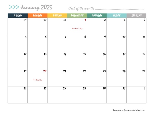 2025 Free Large Wall Calendar Free Printable Templates