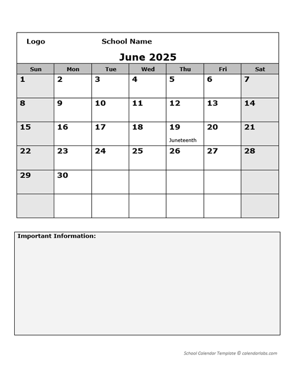 2025 Monthly School Jun Sep Calendar Free Printable Templates