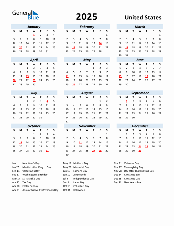 2025 US Holidays Calendar Calendar 2025 Canada Printable