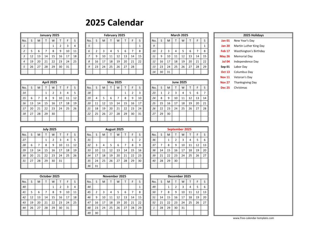 2025 Word Calendar Template With Holidays Word Conclusive Consequent 